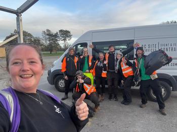 Sammi & Crew Infront Of Crew Bus