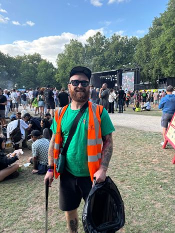 Liam O'brien With His Litter Grabber And Bag