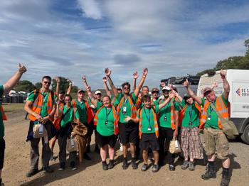 Crew With Arms In The Air