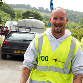 DC Site Services Traffic Management Staff working at the 2013 Glastonbury Festival