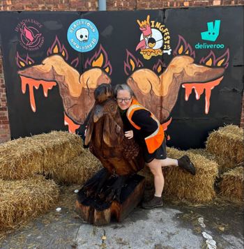 Harriett With Statue Cropped