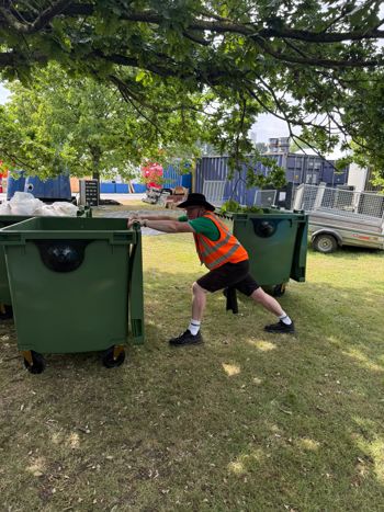 Barry Croxall Pushing Bin