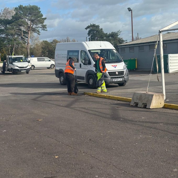 Byron & Nathan Litter Picking By Crew Bus