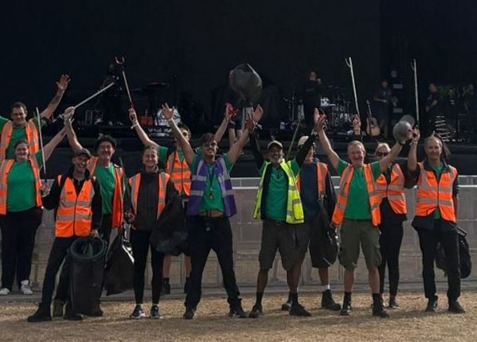 Crew By The Stage Cheering Cropped