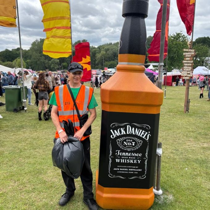 Dave With Giant Whiskey Bottle CU