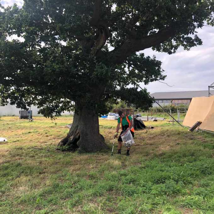 Litter Picking Under Tree